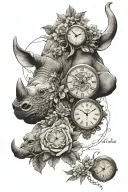 Honeycomb pattern Bull Rhino Sexy woman Money Clock  Thomas Trees Mountains Flowers  tattoo design idea
