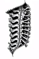 mechanical spine with a skin zipper partially open tattoo design idea