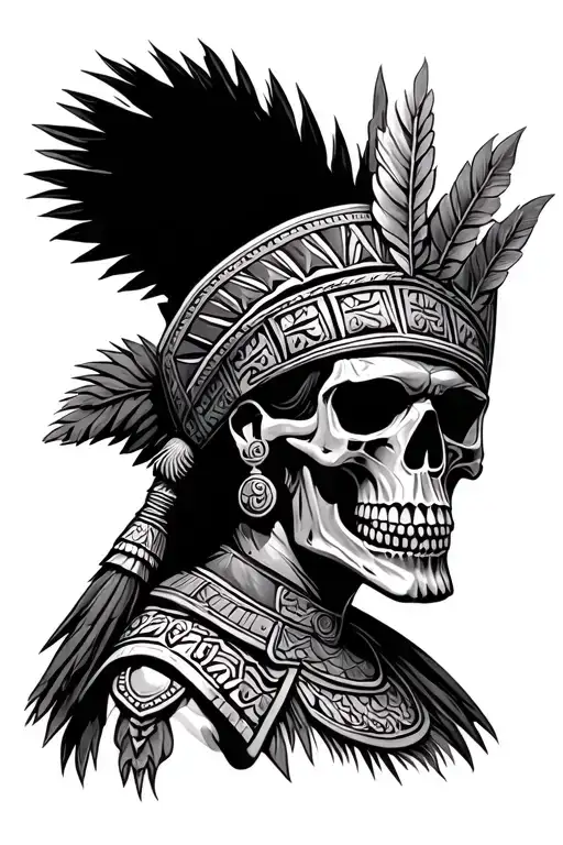 Mexican Aztec Warrior As Skull tattoo design idea