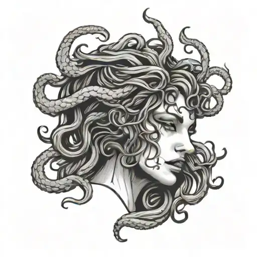 eyeless medusa head tattoo design idea