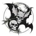bats, moon, skull, snake tattoo design idea