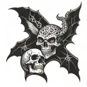 bats, moon, skull, snake tattoo design idea