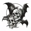 bats, moon, skull, snake tattoo design idea
