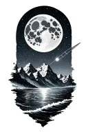 alaska mountains, ocean, full moon, big dipper tattoo design idea
