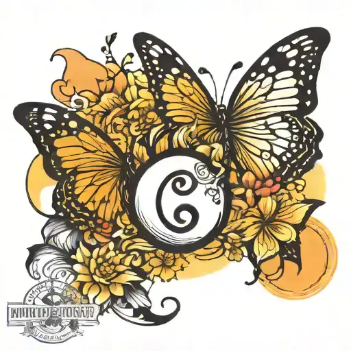 sunrise yin yang butterflies  tomorrow is a new day tattoo design idea