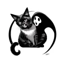 Ghost Holding Cat tattoo design idea
