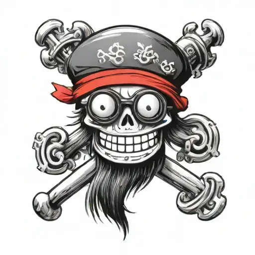 One Piece Jolly Roger with glasses and a red beanie tattoo design idea