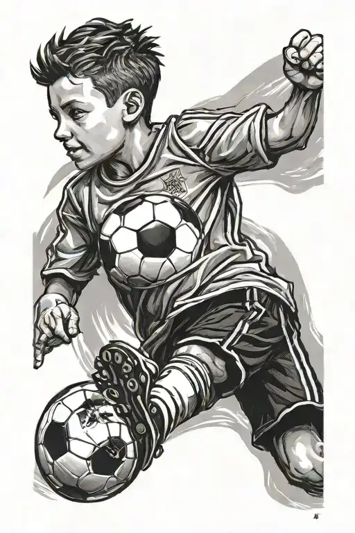 child soccer dad tattoo design idea