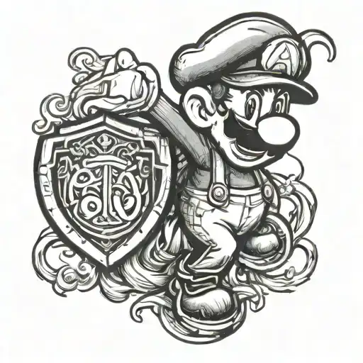 luigi from mario with stella artois sheild tattoo design idea