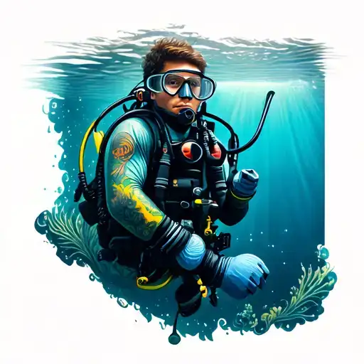 diver tattoo design idea