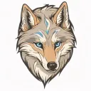 cherokee wolf puppy blue eyes gray and white fur anime tattoo design idea