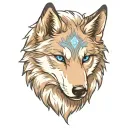 cherokee wolf puppy blue eyes gray and white fur anime tattoo design idea