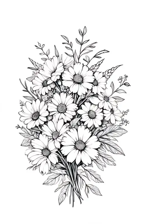 April And July Birth Flower Bouquet tattoo design idea