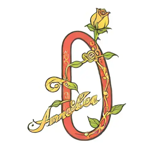 Roses background with name Amelia across it tattoo design idea