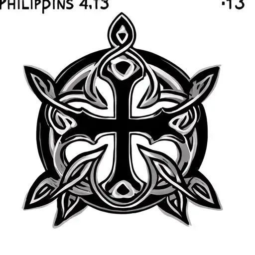 Philippians 4:13 and Celtic cross tattoo design idea