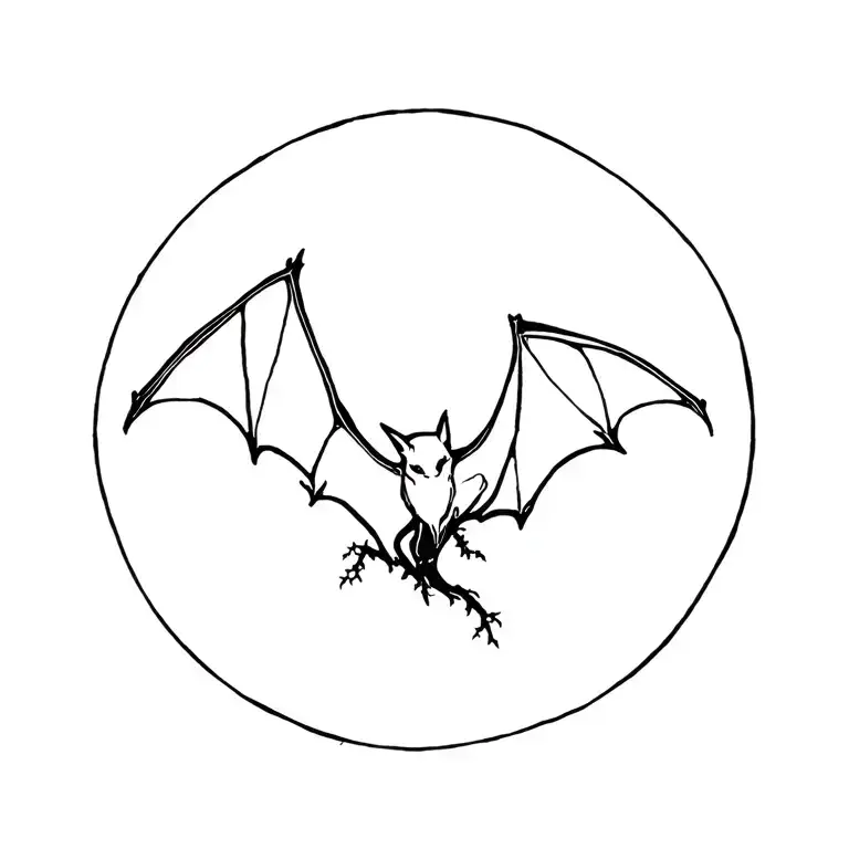 mountain bat tree tattoo design idea