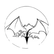 mountain bat tree tattoo design idea