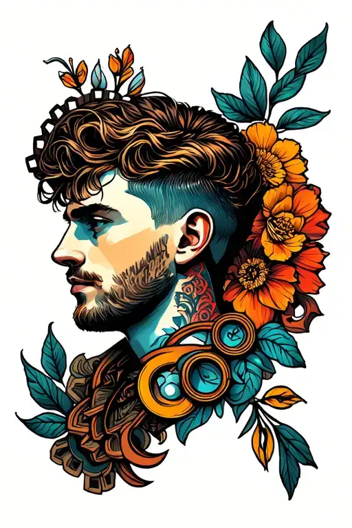men's side. hairdressing. gay. nursing. gears tattoo design idea