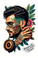 men's side. hairdressing. gay. nursing. gears tattoo design idea