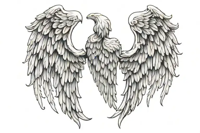 pair of Angel wings spread, tattoo design idea