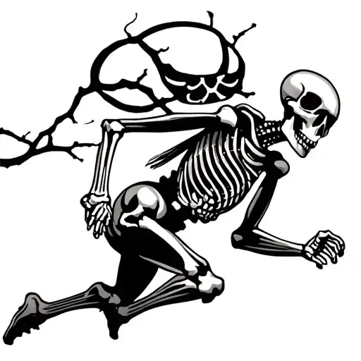 running skeleton tattoo design idea