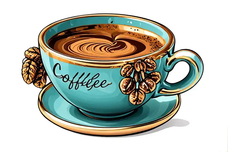 Cup of Coffee charm bracelet tattoo design idea