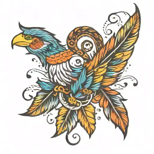 feathers falling tattoo design idea