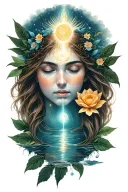 nature, spiritual symbol merging tattoo design idea