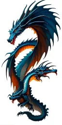 twin dragons flying tattoo design idea