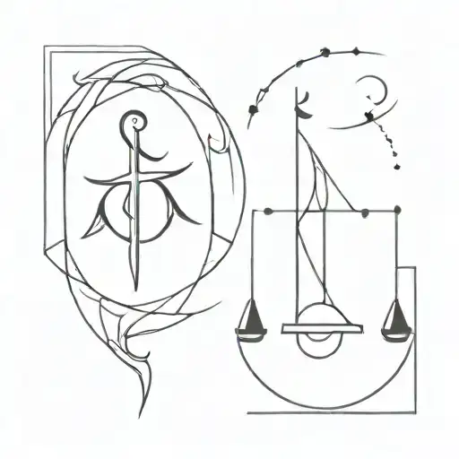 pisces and libra zodiac sign tattoo design idea