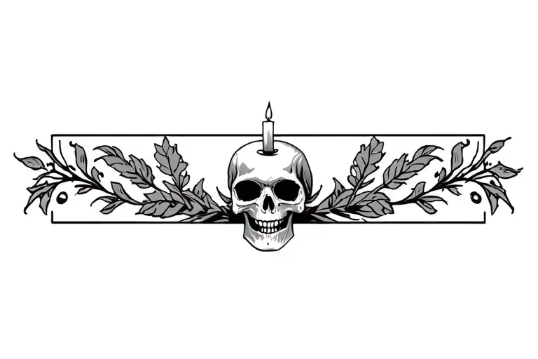 Skull and candle tattoo design idea