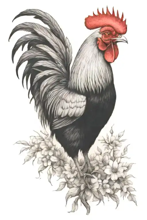 rooster, detroit, blackbird ilustration tattoo design idea