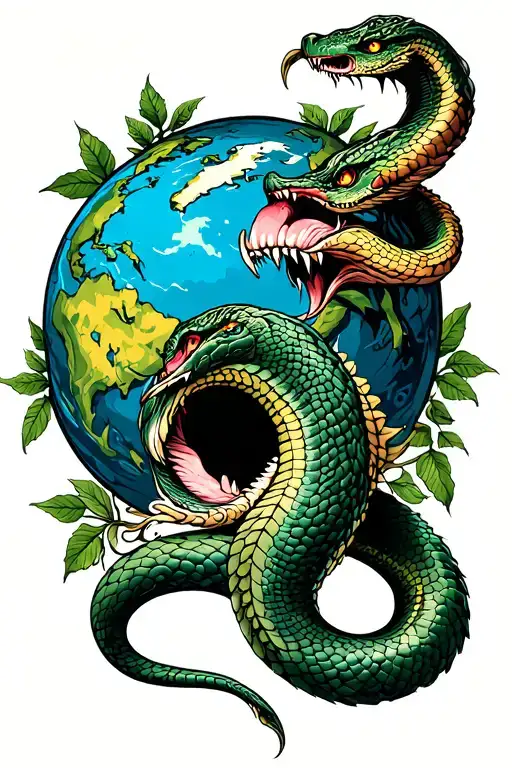 The serpent devouring the world tattoo design idea
