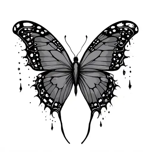 butterfly with bullet holes in the wing tattoo design idea