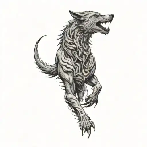 fenrir breaking free full body tattoo design idea