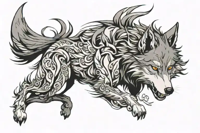 wolf looking forward tattoo design idea