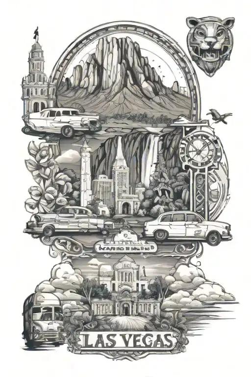 Las Vegas, Yosemite, Los Angeles tattoo design idea