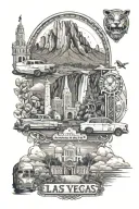 Las Vegas, Yosemite, Los Angeles tattoo design idea