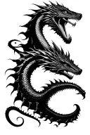 A basilisk, hydra, and a leviathan, 3 figures tattoo design idea