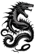 A basilisk, hydra, and a leviathan, 3 figures tattoo design idea