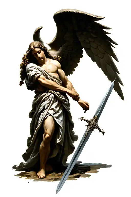 archangel gabriel holding a sword tattoo design idea