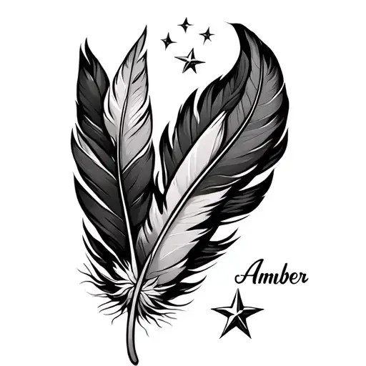 "Amber" "Amber" native feathers falling star tattoo design idea
