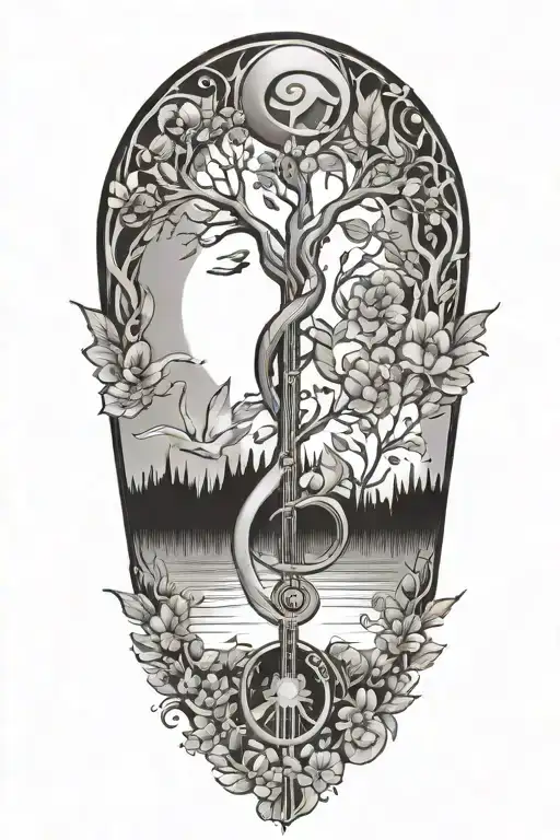 Music Peace Nature Inspired tattoo design idea