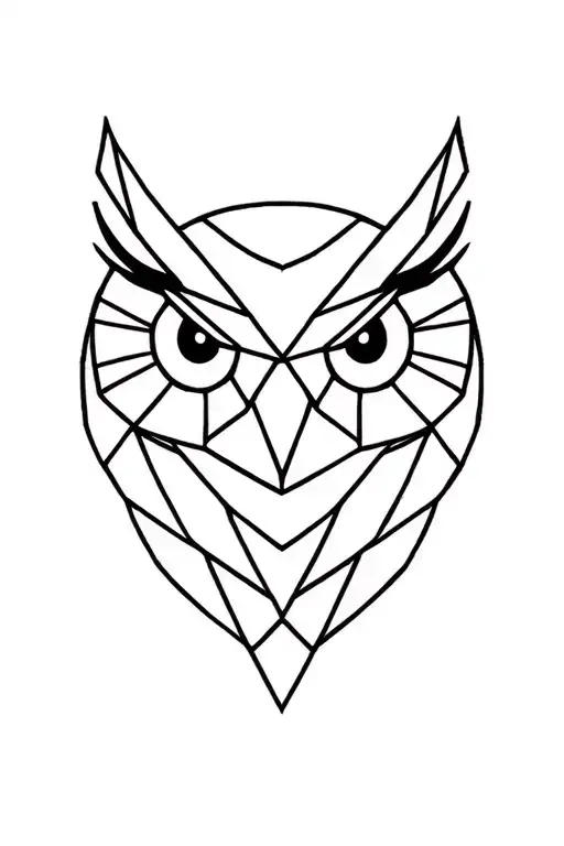 geometric owl head tattoo design idea
