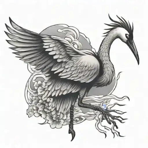 Crane Japanese tattoo design idea