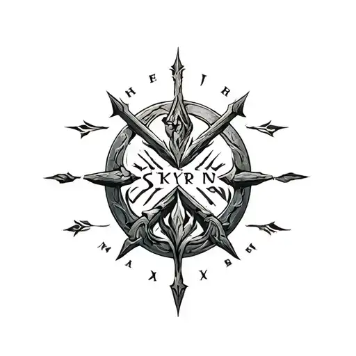 the elder scrolls Skyrim Logo tattoo design idea