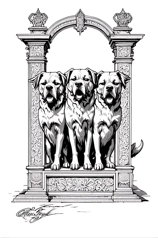 three headed Cerberus guarding the gates tattoo design idea