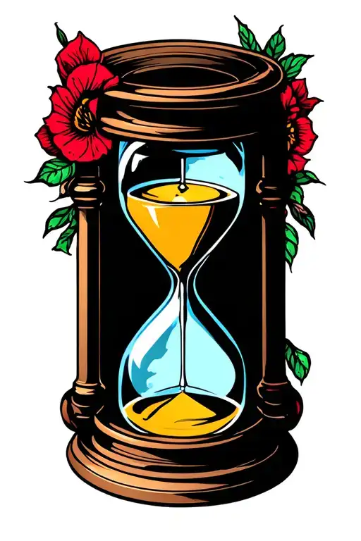 Neo traditional hourglass bold lines and color tattoo tattoo design idea
