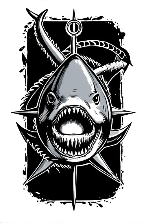 shark compas anchor  tattoo design idea