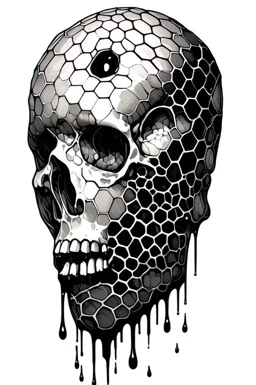 honeycomb and drip tattoo design idea